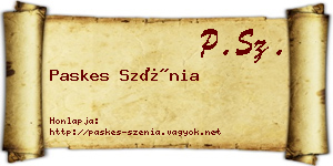 Paskes Szénia névjegykártya